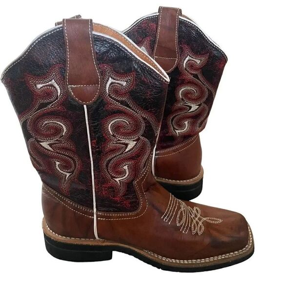 California Rodeo Western Leather Unisex Boots SZ 6.5 - Picture 9 of 13